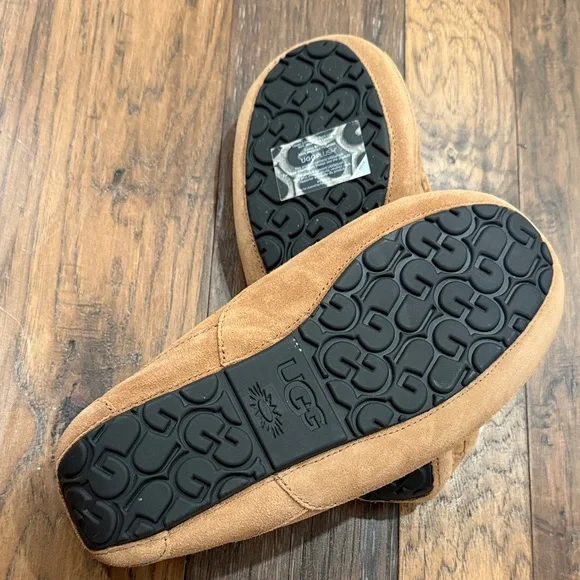 UGG Plush Men's Tan Suede Slip-Ons - Picture 4 of 5